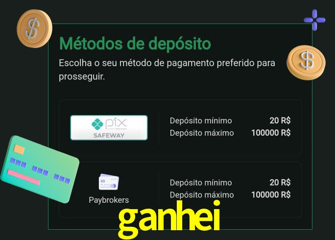 O cassino ganhei oferece uma grande variedade de métodos de pagamento